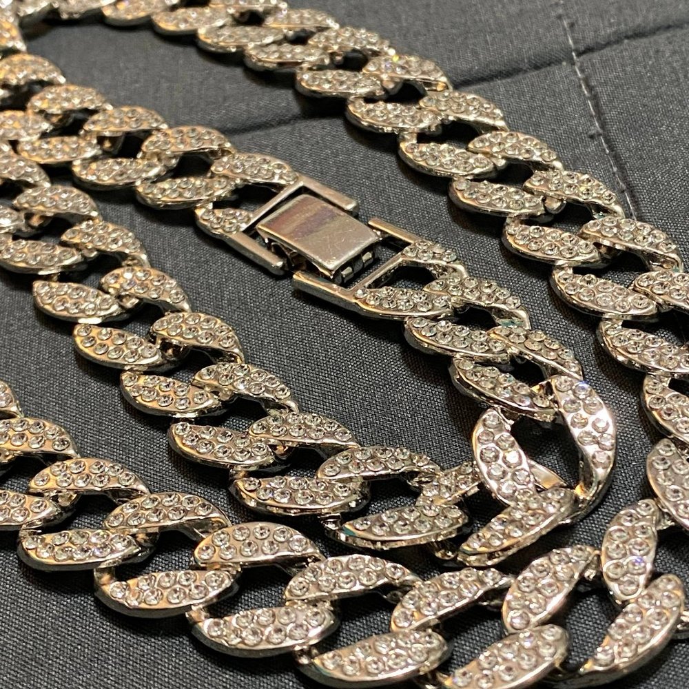 Men's Silver Tone Hip Hop 24 Inch Chain